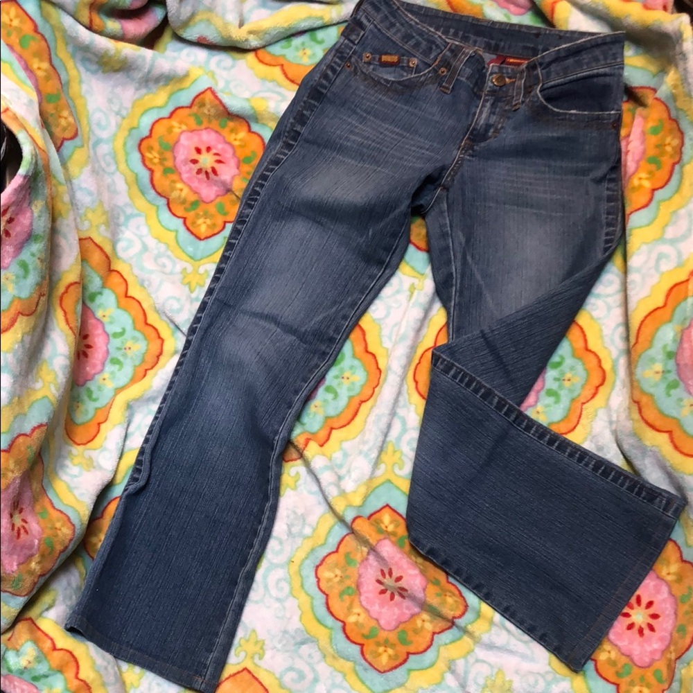 Vintage BONGO Blue Boot Cut Jeans with Distressed Look
